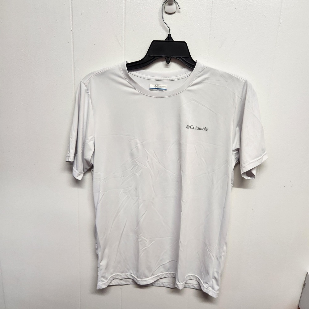 Columbia Shirt Mens Medium White Omni-Wick Short Sleeve Crewneck Performance